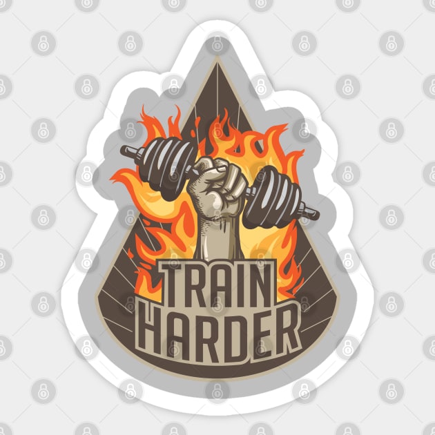 Vintage Fitness Train Harder Workout Sticker by RKP'sTees